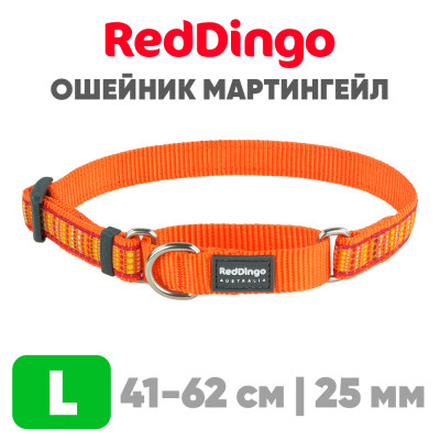 Мартингейл ошейник для собак Red Dingo оранжевый Lotzadotz 41-62 см, 25 | L