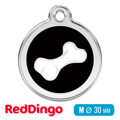 Адресник для собаки Red Dingo средний M черный с косточкой