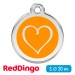 Адресник для собаки Red Dingo малый S оранжевый с сердцем