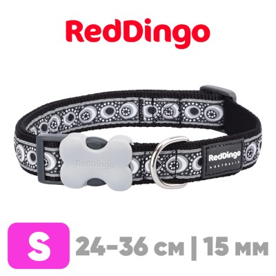 Ошейник для собак Red Dingo черный Cosmos 24-36 см, 15 мм | S