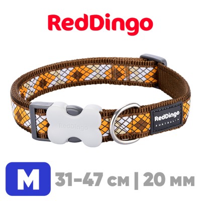 Ошейник для собак Red Dingo коричневый Monty 31-47 см, 20 мм | M