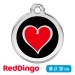 Адресник для собаки Red Dingo средний M черный с красным сердцем