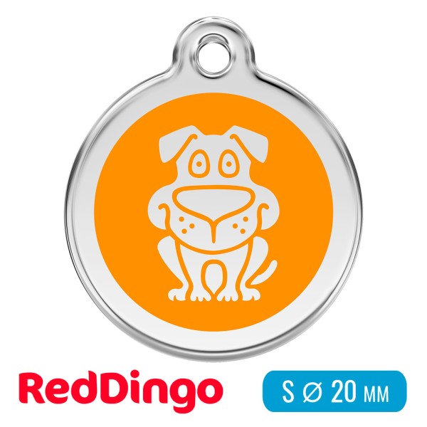 Адресник для собаки Red Dingo малый S оранжевый с собачкой