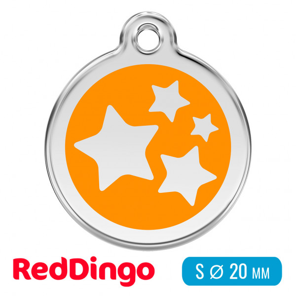 Адресник для собаки Red Dingo малый S оранжевый со звездами
