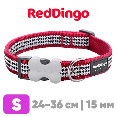 Ошейник для собак Red Dingo красный Fang 24-36 см, 15 мм | S