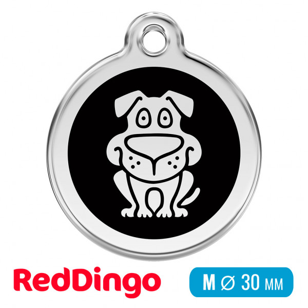 Адресник для собаки Red Dingo средний M черный с собачкой