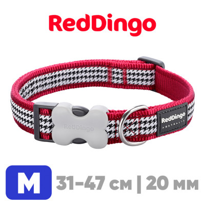 Ошейник для собак Red Dingo красный Fang It 31-47 см, 20 мм | M
