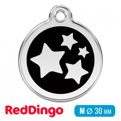 Адресник для собаки Red Dingo средний M черный со звездами
