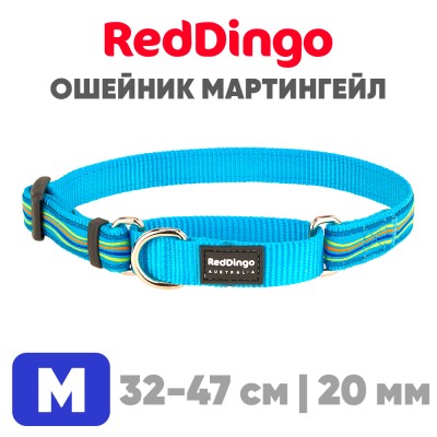 Ошейник-мартингейл Red Dingo лазурный Dreamstream 32-47 см, 20 мм | M