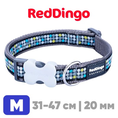 Ошейник для собак Red Dingo серый Modern 31-47 см, 20 мм | M