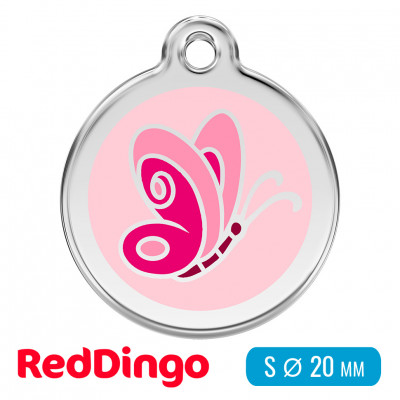 Адресник для собаки Red Dingo малый S розовая бабочка