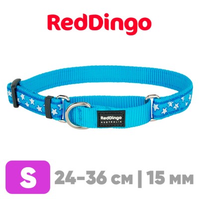 Mартингейл ошейник для собак Red Dingo лазурный Stars 24-36 см, 15 мм | S