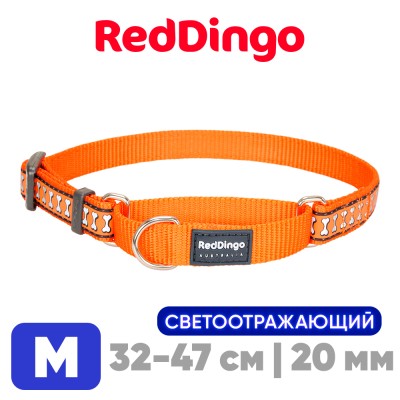 Мартингейл-ошейник Red Dingo светоотражающий оранжевый 32-47 см, 20 мм | M