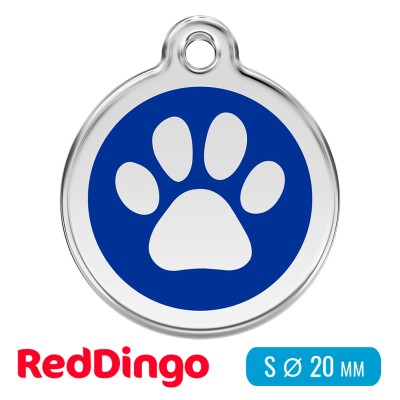 Адресник для собаки Red Dingo малый S синий с лапкой