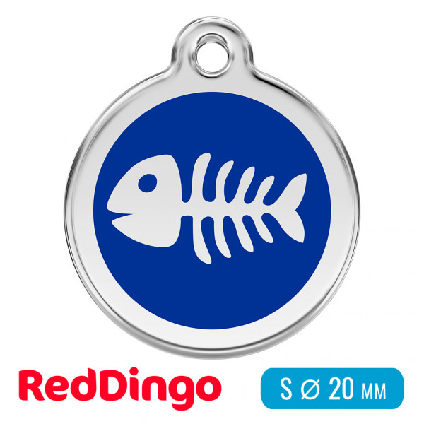 Адресник для собаки Red Dingo малый S синий с рыбкой (скелетик)