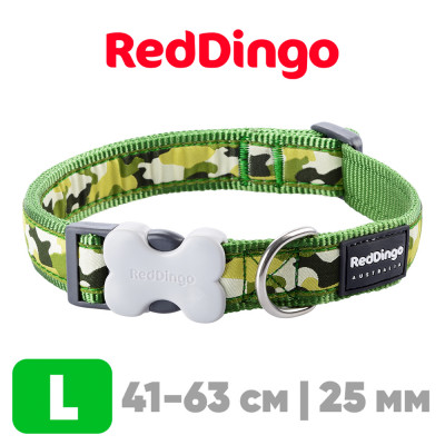 Ошейник для собак Red Dingo зеленый Camouflage 41-63 см, 25 мм | L