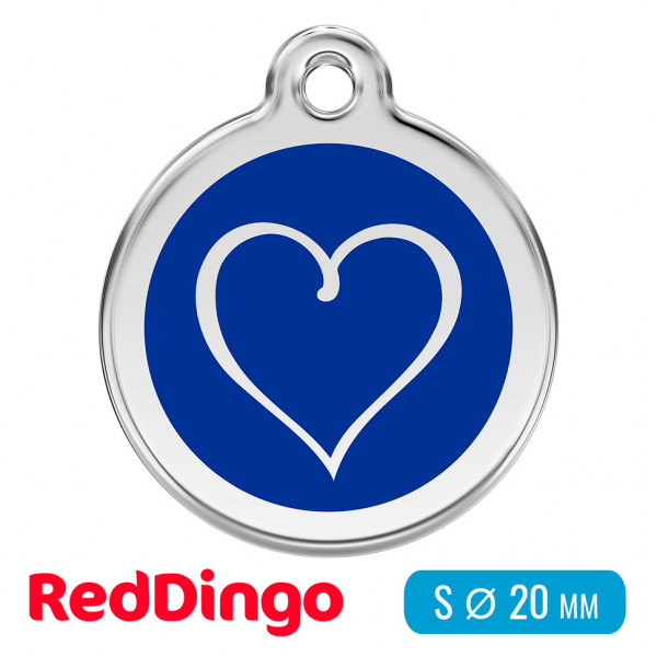 Адресник для собаки Red Dingo малый S синий с сердцем