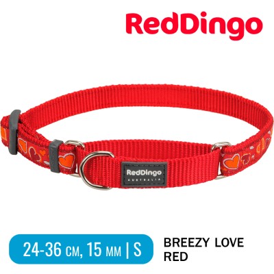 Мартингейл ошейник для собак Red Dingo красный Breezy Love  24-36 см, 15 мм | S
