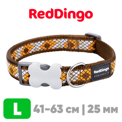 Ошейник для собак Red Dingo коричневый Monty 41-63 см, 25 мм | L