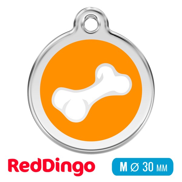 Адресник для собаки Red Dingo средний M оранжевый с косточкой