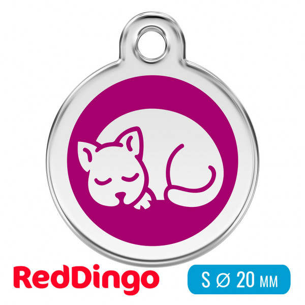Адресник для собаки Red Dingo малый S сиреневый с кошкой