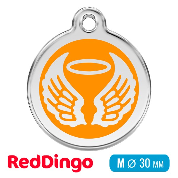 Адресник для собаки Red Dingo средний M оранжевый с крыльями