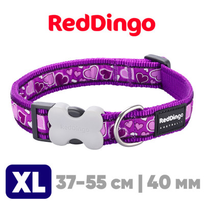 Ошейник для собак Red Dingo сиреневый Breezy Love 40 мм 37-55 см | XL