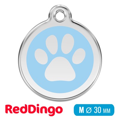Адресник для собаки Red Dingo средний M голубой с лапкой