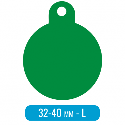 Адресник для собаки круг большой L зеленый 32х40 мм