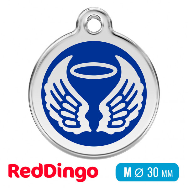 Адресник для собаки Red Dingo средний M синий с крыльями