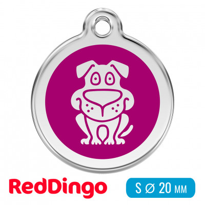 Адресник для собаки Red Dingo малый S сиреневый с собачкой