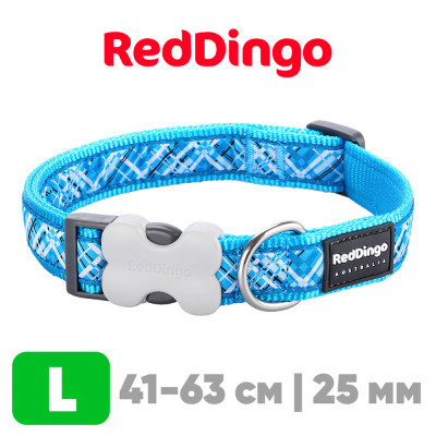 Ошейник для собак Red Dingo лазурный Flanno 41-63 см, 25 мм | L