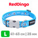 Ошейник для собак Red Dingo лазурный с пингвинами 41-63 см, 25 мм | L
