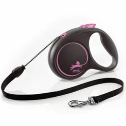 Flexi Black Design трос 5м / M для собак до 20кг розовый уценка без упаковки