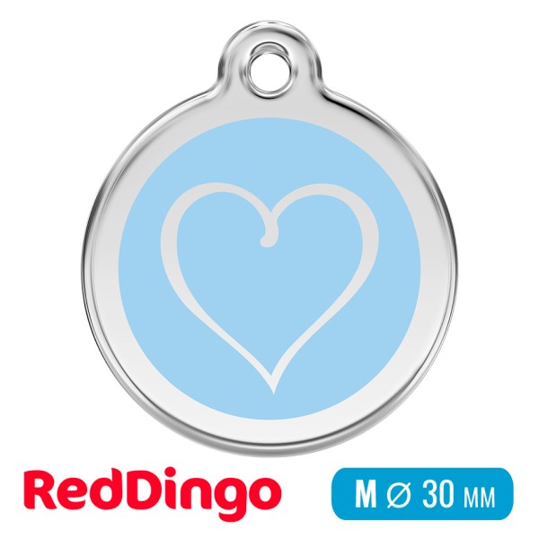 Адресник для собаки Red Dingo средний M голубой с сердцем