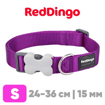 Ошейник для собак Red Dingo сиреневый Plain 24-36 см, 15 мм | S