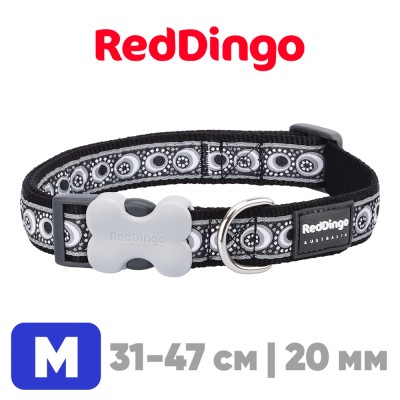 Ошейник для собак Red Dingo черный Cosmos 31-47 см, 20 мм | M