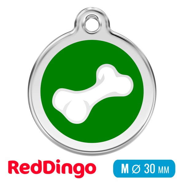Адресник для собаки Red Dingo средний M зеленый с косточкой