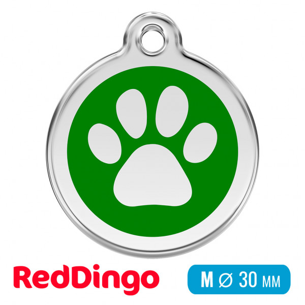 Адресник для собаки Red Dingo средний M зеленый с лапкой