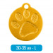 Адресник для собаки круг большой с лапкой L золотистый 30х35 мм