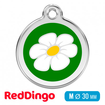 Адресник для собаки Red Dingo средний M зеленый с ромашкой