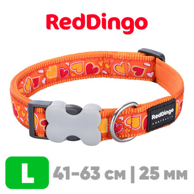 Ошейник для собак Red Dingo оранжевый Cosmos 41-63 см, 25 мм | L