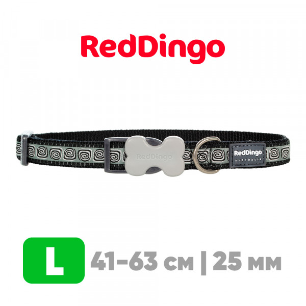 Ошейник для собак Red Dingo черный Hypno 41-63 см, 25 мм | L