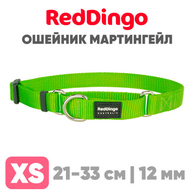 Мартингейл ошейник для собак Red Dingo лайм Plain 21-33 см, 12 мм | XS