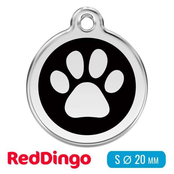 Адресник для собаки Red Dingo малый S черный с лапкой
