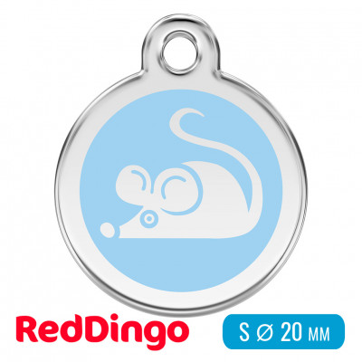 Адресник для собаки Red Dingo малый S голубой с мышкой