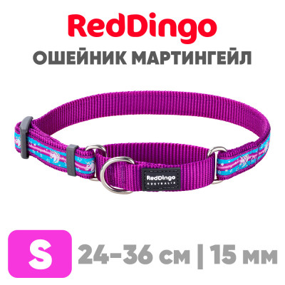 Mартингейл ошейник для собак Red Dingo сиреневый с единорогами 24-36 см, 15 мм | S