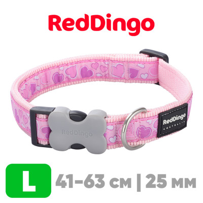 Ошейник для собак Red Dingo розовый Breezy Love 41-63 см, 25 мм | L