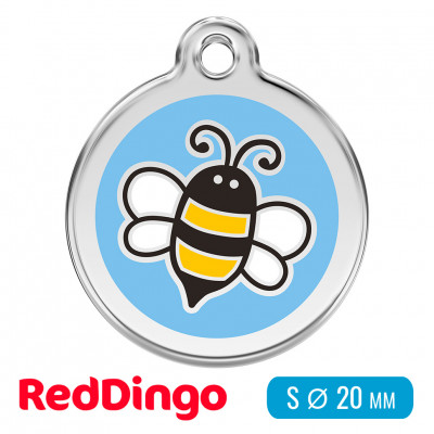 Адресник для собаки Red Dingo малый S голубой с пчелкой