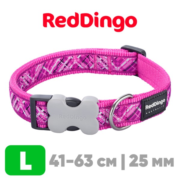 Ошейник для собак Red Dingo розовый Flanno 41-63 см, 25 мм | L